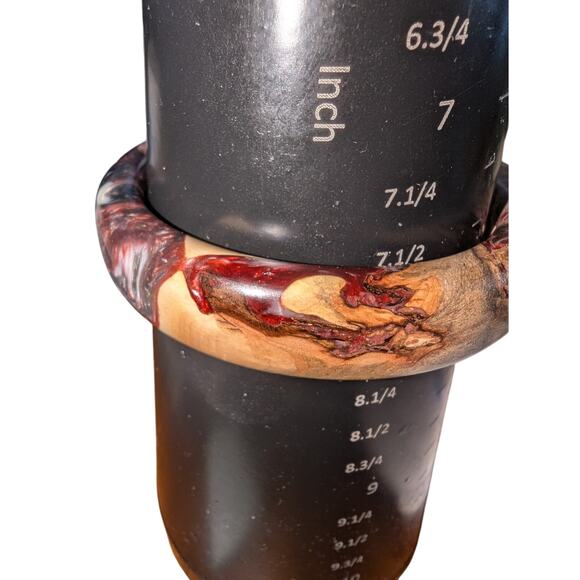 Vtg Natural Wood Colorful Browns Creams Grays & Burgundy Colored Bangle Bracelet - Picture 6 of 10